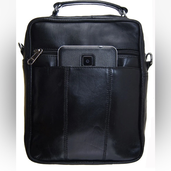 ❤️NWT AG Wallets Men’s Black Leather Messenger Bag - Picture 2 of 8